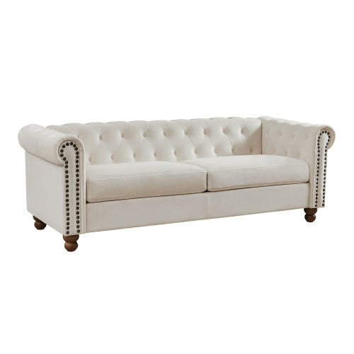 Classic Traditional Living Room Upholstered Sofa with high-tech Fabric Surface/ Chesterfield Tufted Fabric Sofa Couch