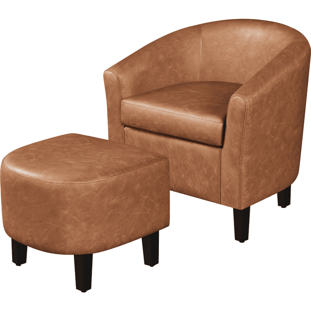 Barrel Accent Chair with Ottoman